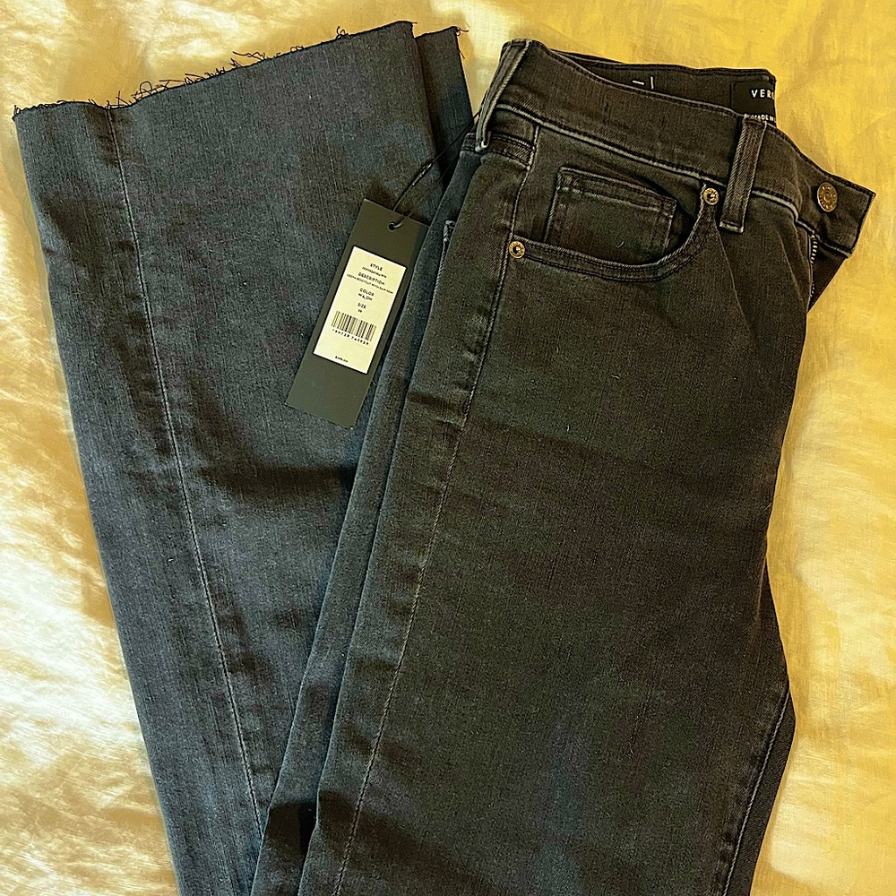 Veronica Beard Leena High Rise Bootcut Raw Hem Jeans